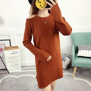 Plain Off Shoulder Knitted Dress