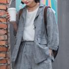 Gingham 3/4-sleeve Blazer
