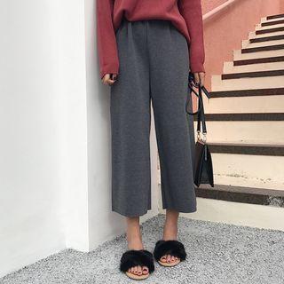 Cropped Knit Wide Leg Pants
