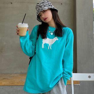 Sheep Print Pullover Aqua Blue - One Size