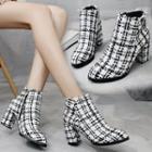 Tweed Block Heel Ankle Boots