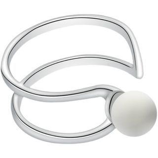 Faux Pearl Layered Sterling Silver Open Ring Silver - One Size