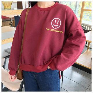 Long-sleeve Slit-side Printed Sweatshirt