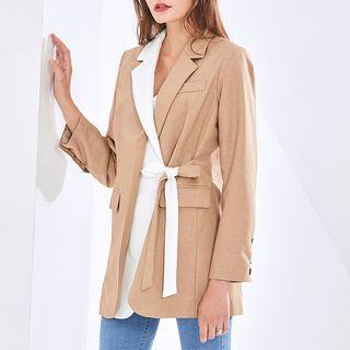 Tie-waist Two-tone Blazer