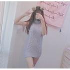Turtleneck Open Back Cable Knit Vest