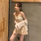 Lace Camisole / Open-front Cardigan / Skort