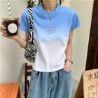 Short Sleeve Gradient Embroidered T-shirt