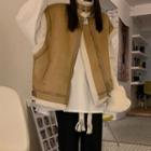 Fleece Trim Zip-up Vest / Long-sleeve T-shirt
