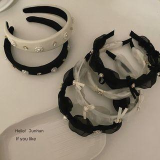 Faux Pearl / Bow Mesh Headband