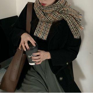 Plaid Scarf 8883 - Gingham - Khaki - One Size