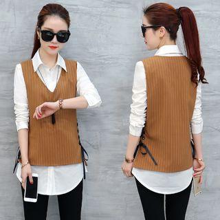 Set: Striped Vest + Long-sleeve Shirt