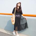 Set: Short-sleeve T-shirt Dress + Tulle Skirt