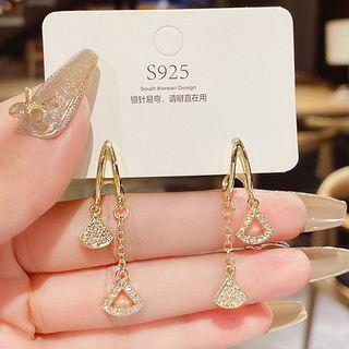 Rhinestone Drop Earring Cs0270 - 1 Pr - Gold - One Size