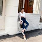 High-waist Fray-hem Boot-cut Jeans