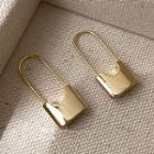 Lock Alloy Dangle Earring K72 - 1 Pair - Light Gold - One Size