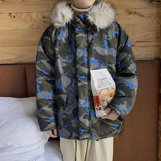 Camo Furry Hooded Jacket