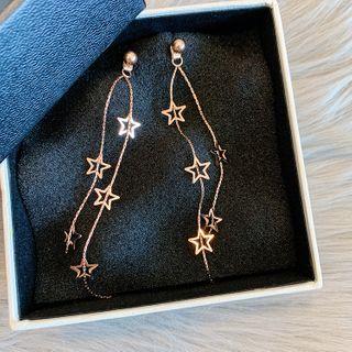 Star Fringed Drop Earring 1 Pair - Rose Gold - One Size