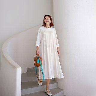Crystal-pleat Long Trapeze Dress