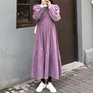 Puff-sleeve Corduroy Dress