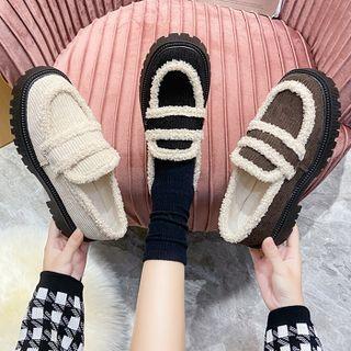 Fleece Trim Platform Loafers