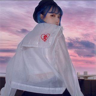 Tie Neck Light Jacket White - One Size