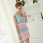 Color Block Sleeveless Mini Dress