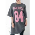 3/4-sleeve Lettering Long Top