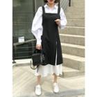 Sleeveless Contrast-panel Stripe Long Dress