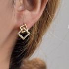 Square Rhinestone Alloy Earring A913 - 1 Pair - Gold - One Size
