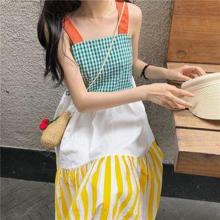 Three-tone Sleeveless A-line Dress
