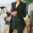 Croc-grain Faux-leather Flap Belt Bag