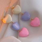Heart Drop Earring C-882 - 1 Pair - White & Purple & Pink - One Size