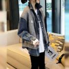 Mock Two-piece Knit Panel Denim Jacket