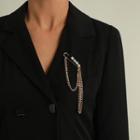 Acrylic Lettering Chained Safety Pin Brooch Gold - One Size