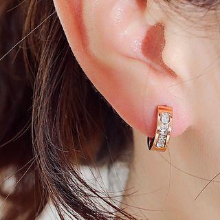 Stainless Steel Rhinestone Hoop Earring 584 - 1 Pair - Earring - One Size