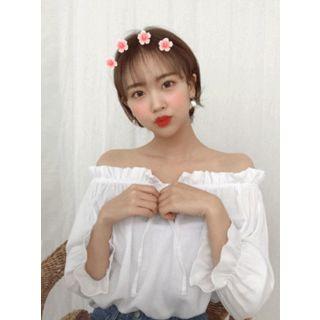 Tie-neck Off-shoulder Blouse