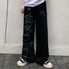 Japanese Characters Straight Cut Pants