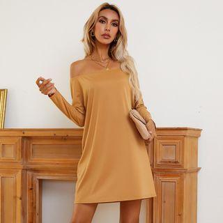 Long Sleeve Off-shoulder T-shirt Dress