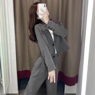 Cropped Blazer / Straight Leg Dress Pants / Set