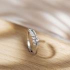 Rhinestone Leaf Ring J099 - Silver - One Size