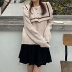 Collar Sweater / Mini A-line Skirt