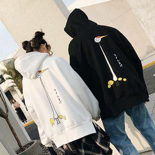 Couple Matching Printed Zip Placket Hoodie