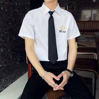 Short-sleeve Embroidered Shirt / Neck Tie