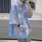 Pocket-front Tie-dye Short-sleeve Shirt