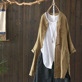 3/4-sleeve Linen Long Shirt