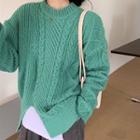 Slit Sweater Green - One Size