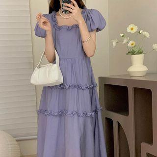 Puff-sleeve Ruffle Midi Sundress