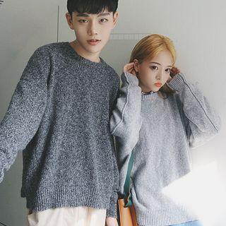 Slit-hem Couple Matching Sweater