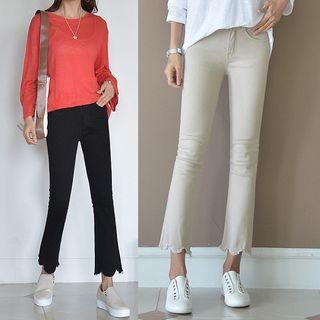 Scallop-hem Semi Boot-cut Pants