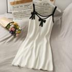 Butterfly-accent Sleeveless Mini Dress White - One Size